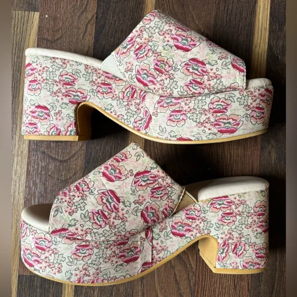 Anthropologie Matisse Terry Floral Platform Sandals Size 6 - Picture 6 of 11